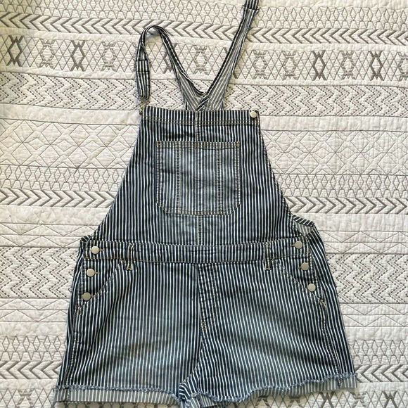 No Boundaries Denim - NO BOUNDARIES Striped Shortalls Size 19 XXL Juniors